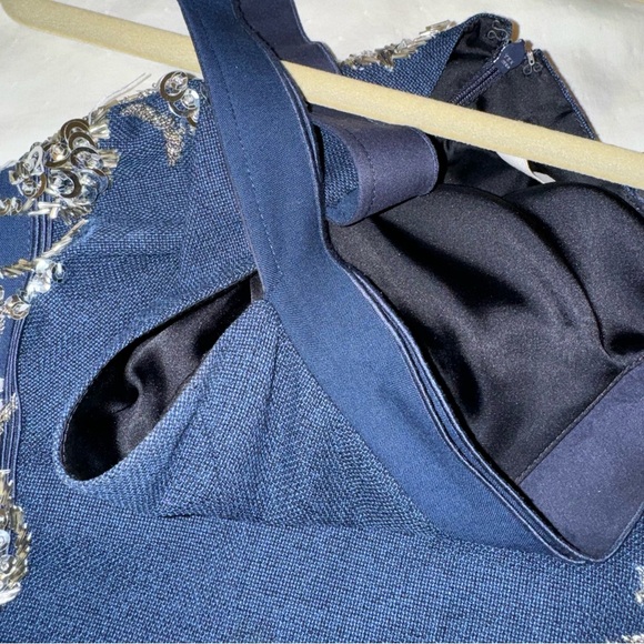 ADEAM BLUE DRESS WITH SEQUINS & BEADING. NO SIZE TAG - Picture 8 of 9